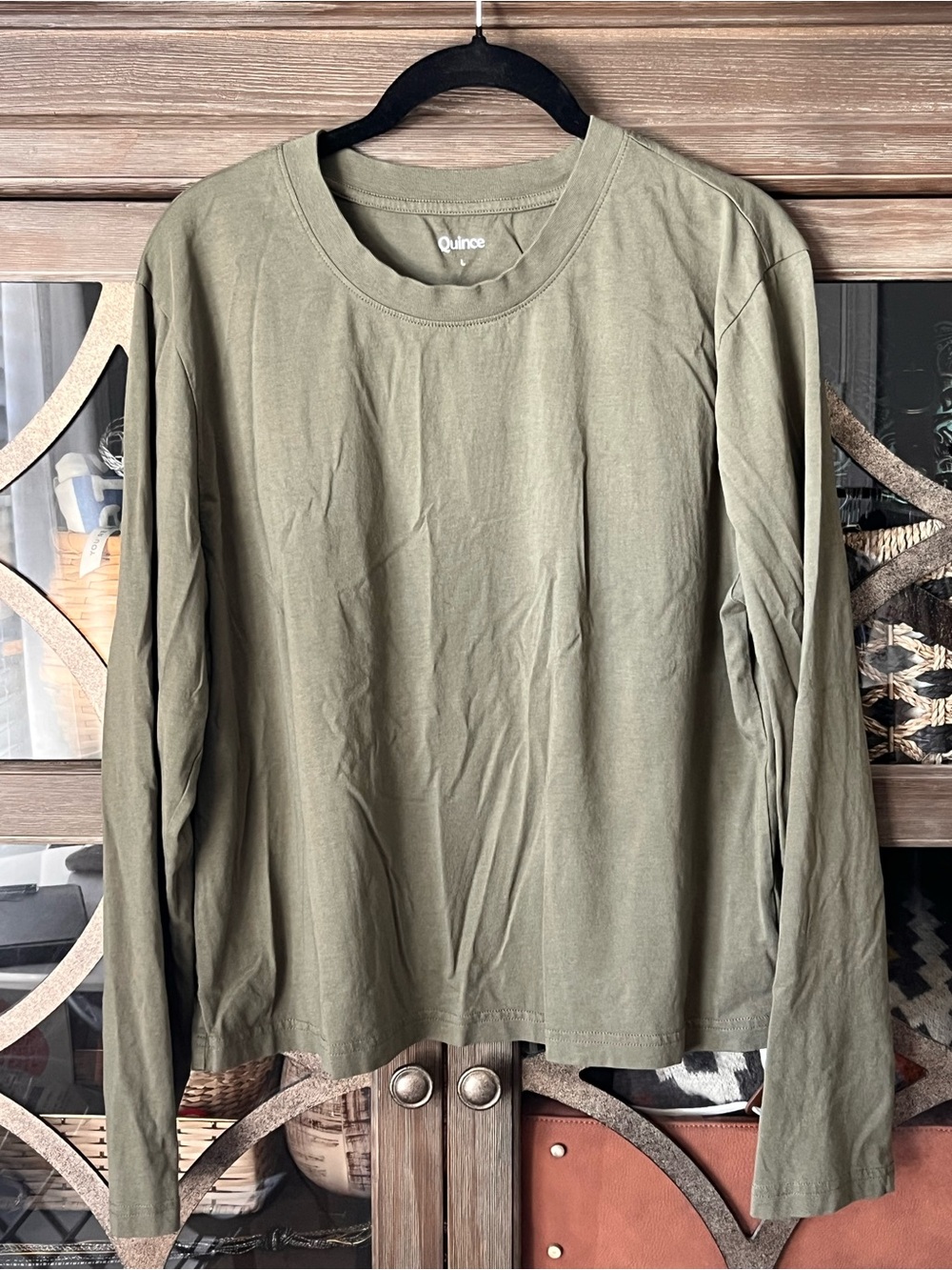 Quince Olive Green Long-Sleeve Crewneck Shirt